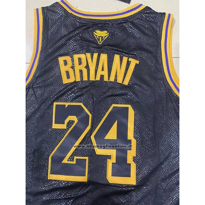 Maglia Los Angeles Lakers Kobe Bryant #24 Black Mamba Snakeskin Nero